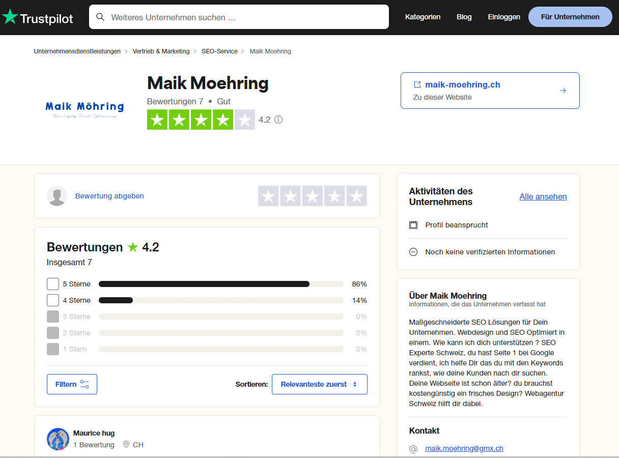 hier auf TrustPilot kannst du mich bewerten